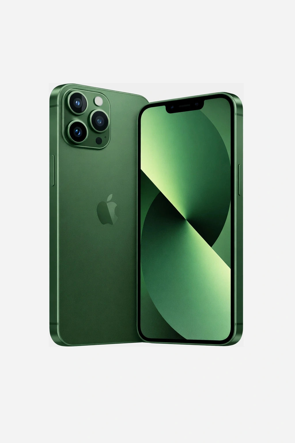 Symbolbild: Apple IPhone 13 Pro in Alpine Green mit Vorder- und Rückseite 