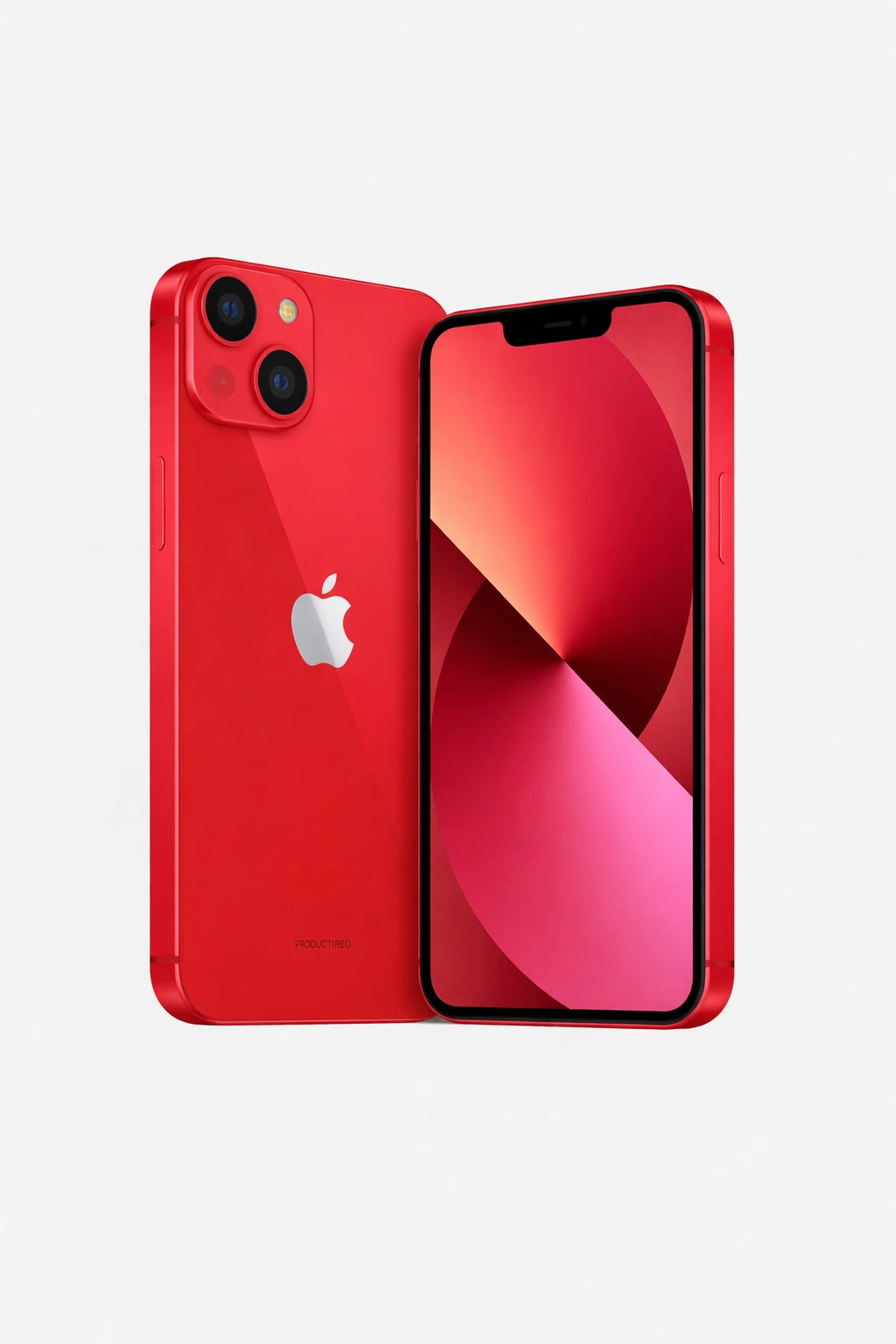 Symbolbild: Apple IPhone 14 in Red mit Vorder- und Rückseite 