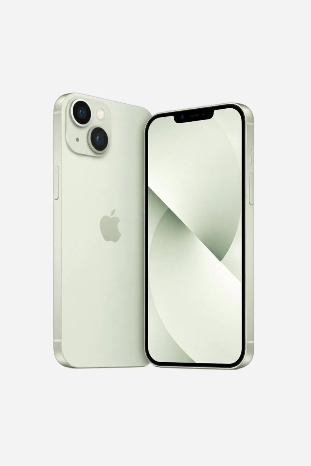 Symbolbild: Apple IPhone 15 in Green mit Vorder- und Rückseite 